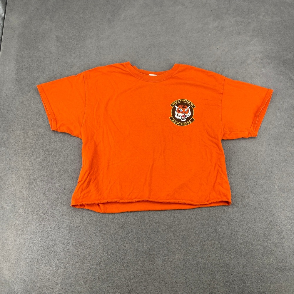 Gildan 391st Fighter Squadron Bold Tigers Graphic Cropped T-Shirt Orange Large